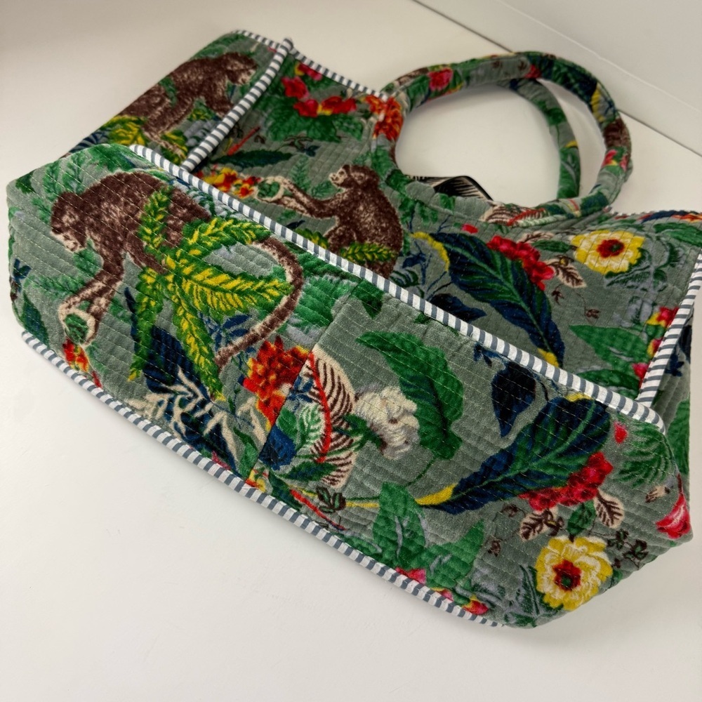 Monkey Print Bag Tote Bag Market Bag Velvet Bag Quilted Bags Multicolor - Picture 5 of 13